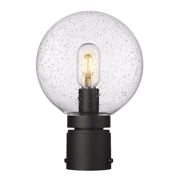Z-Lite Laurent Outdoor Post Mount Fixture, 1-Light, 8 In.W x 11.5 In.H, Black/Clear Seedy 599PHM-BK - main